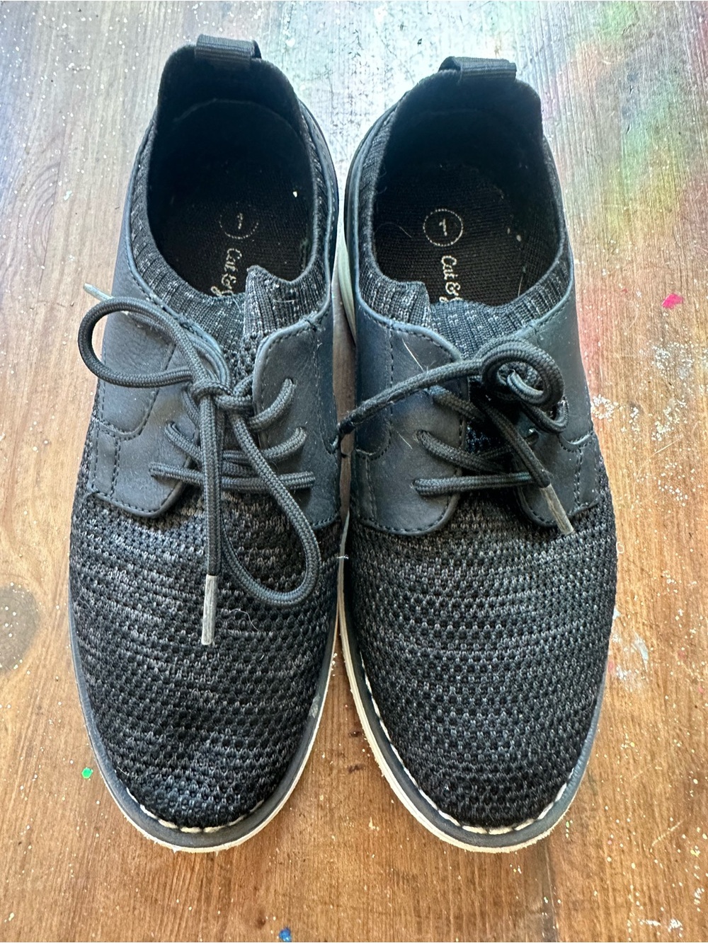 Cat & Jack Black Knit Lace-Up Kids Sneakers